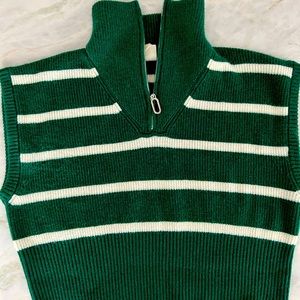 Maeve cap sleeve zip collar sweater